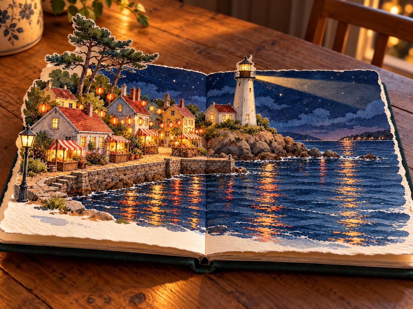 One seaside town, painted to stand up off the page. ยท ๅพ็ 3