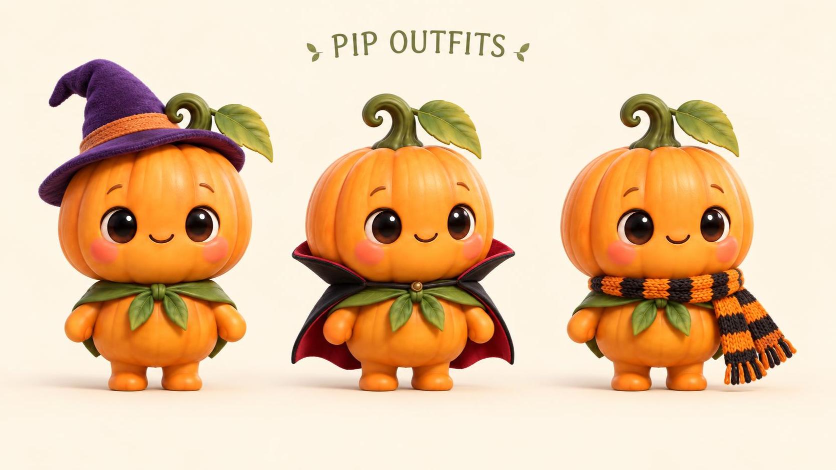 One pumpkin sprite, four sheets: turnaround, expressions, outfits, and a moonlit… · 图片 3