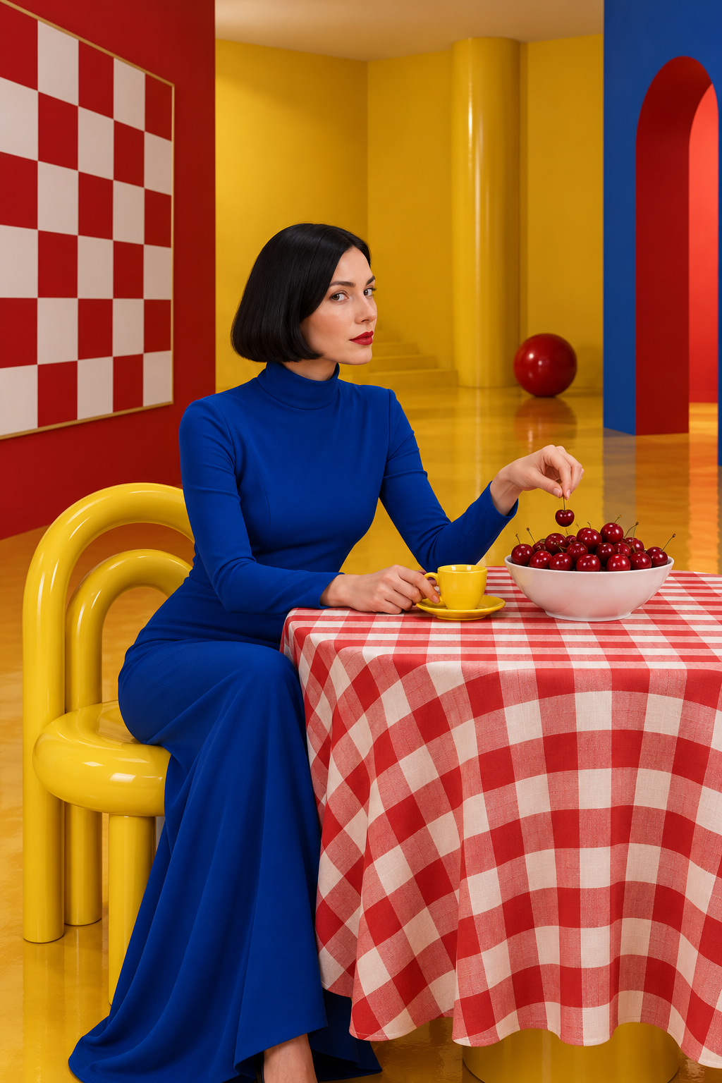 From a room of giant checks to cherries beside a yellow cup, cobalt blue threads… · 图片 2