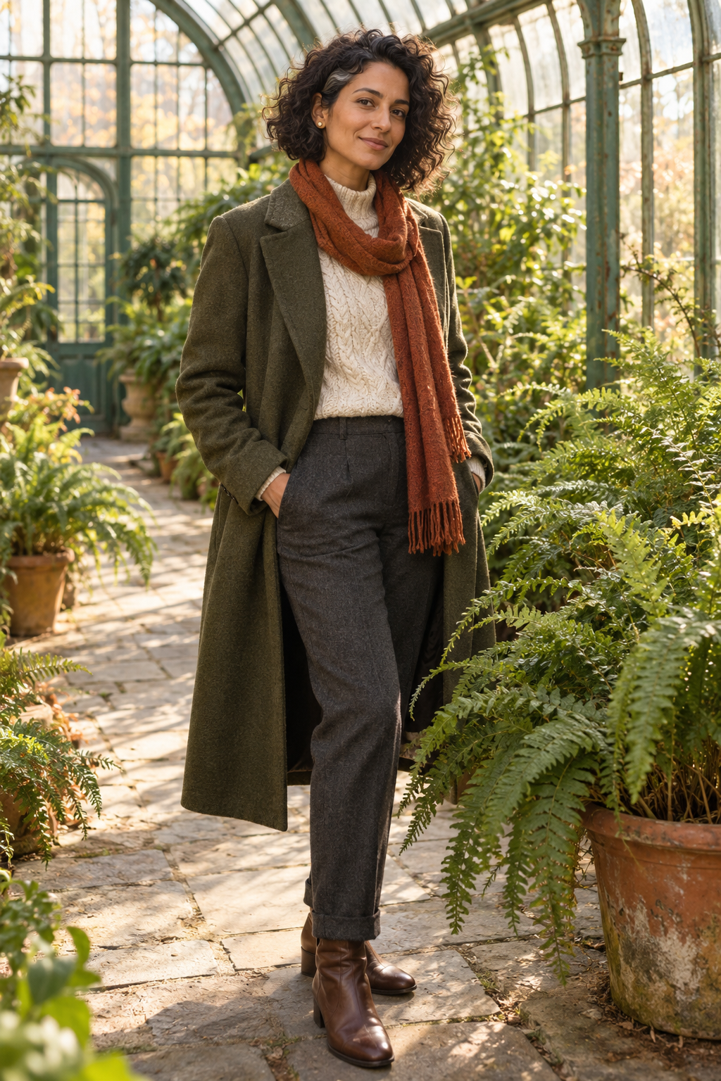 Her afternoon has a dress code: wool and ferns. · 图片 1