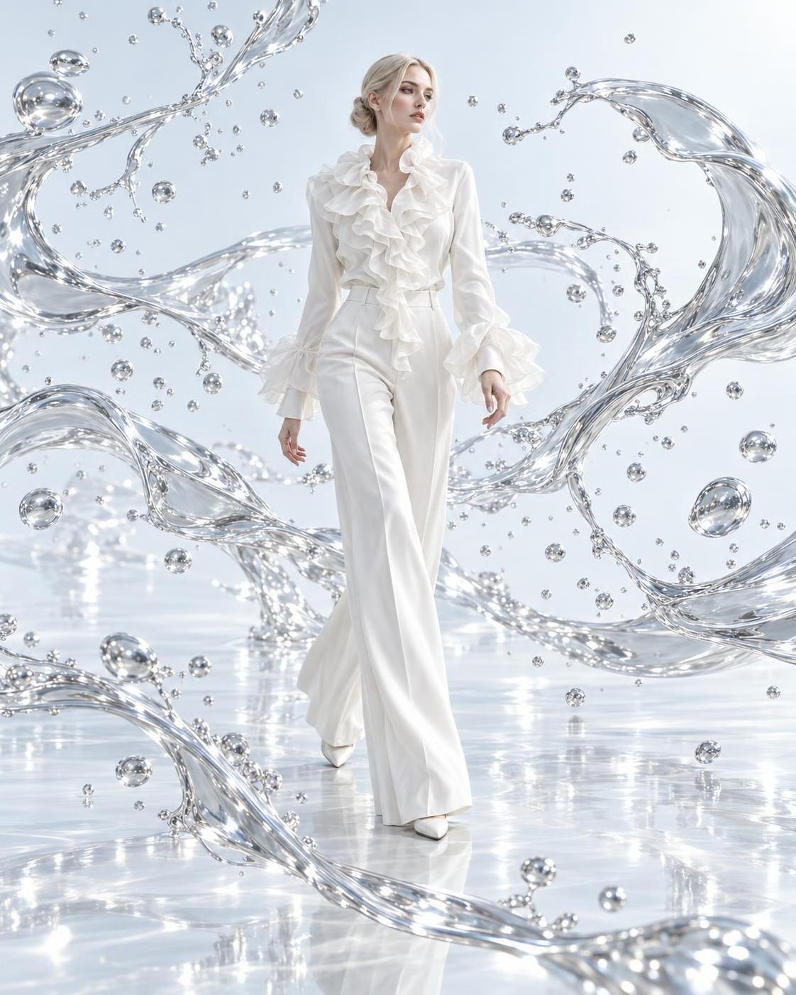Glass, liquid silver, stairs to nowhere, a mirror floor: same face, same finish, every… · 图片 2