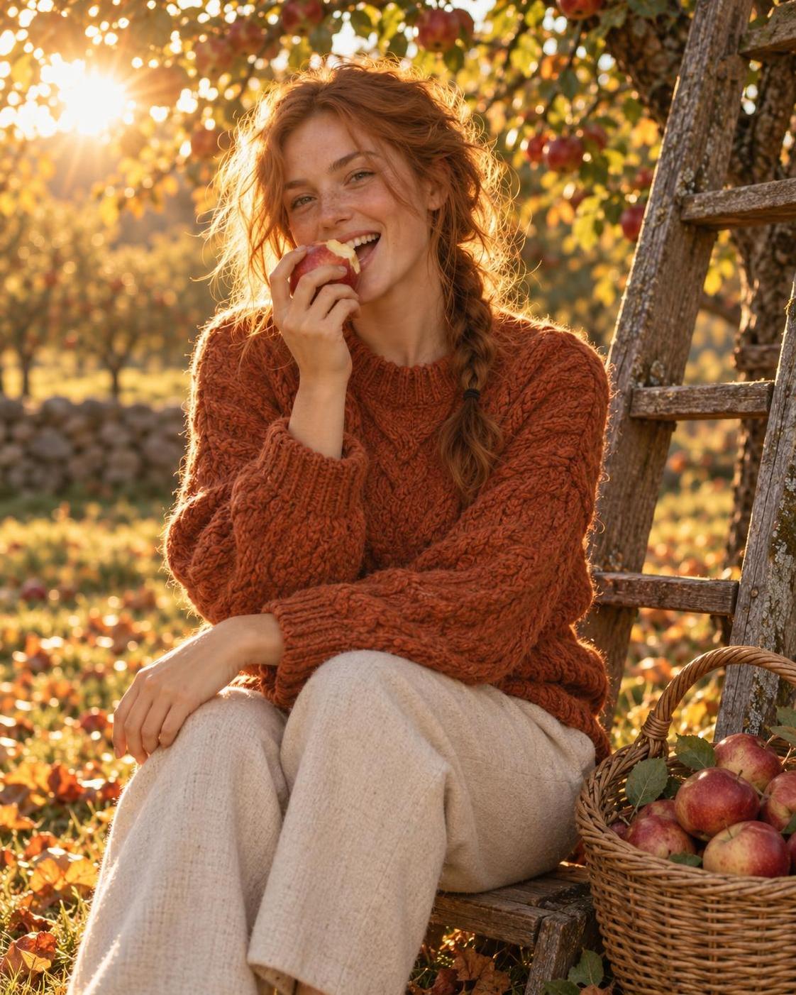 Apple picking is the best excuse for a big cozy sweater. · 图片 2
