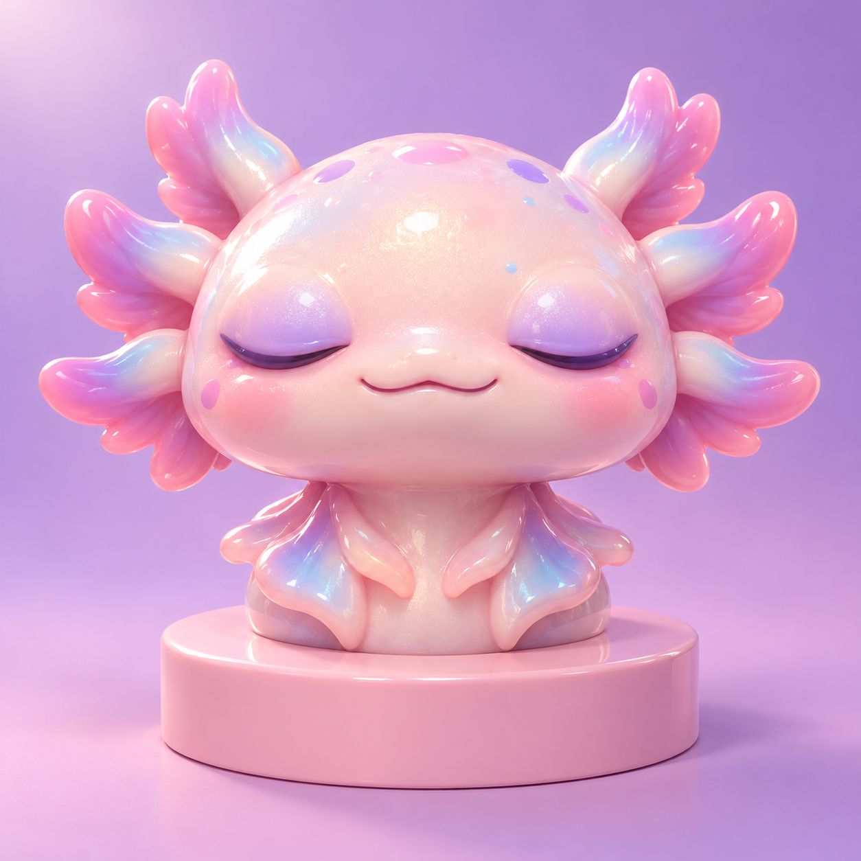 Series recipe: a creature, pastel vinyl, a round pedestal. · 图片 1