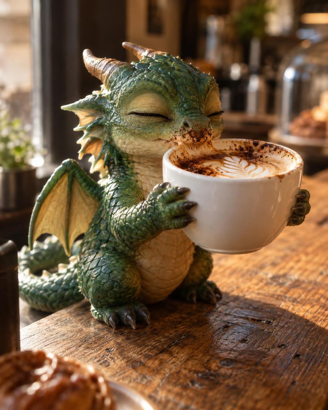 Tiny dragon, one job: warm up the latte. He did. Would you still drink it? · 图片 3