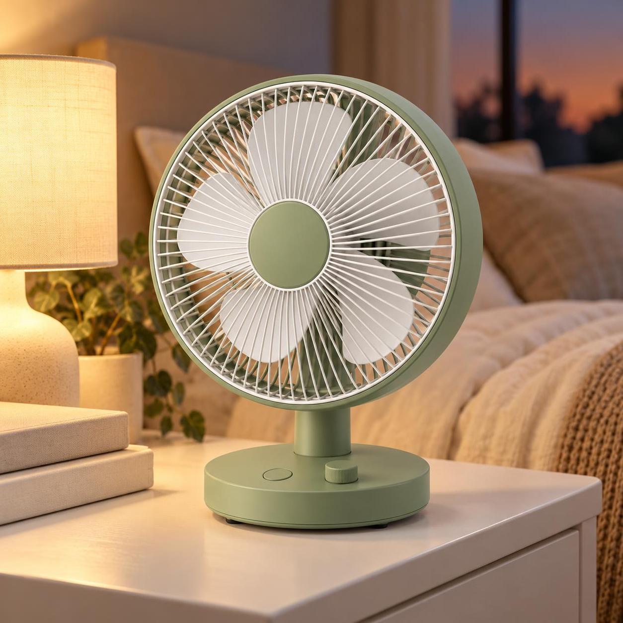 One white-background product photo. Three ready-to-use lifestyle shots. Same fan in… · 图片 3