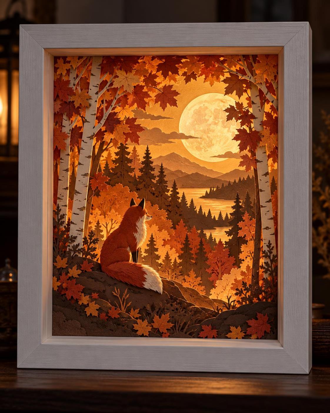 Layers of cut paper, one warm light behind them. · 图片 1