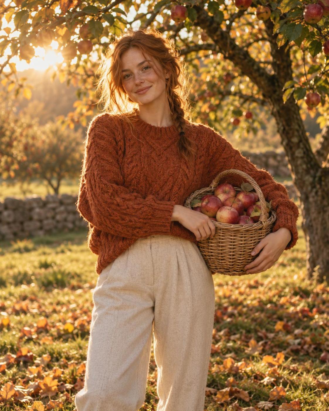 Apple picking is the best excuse for a big cozy sweater. · 图片 1