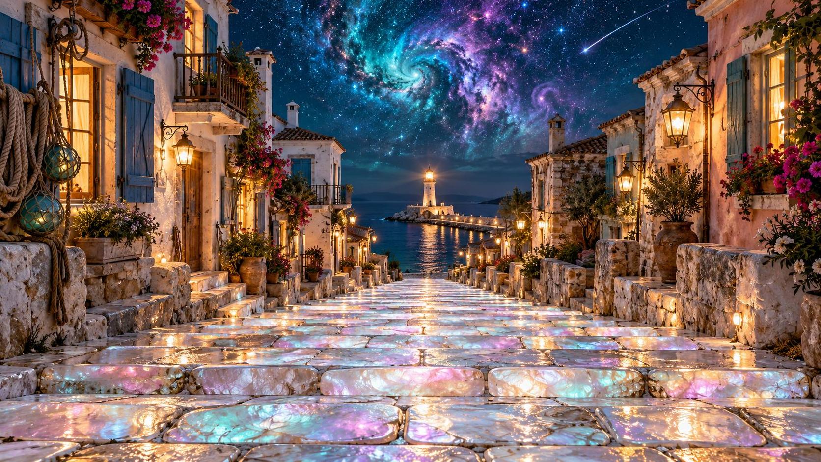 Night falls, and the road lights up from below. · 图片 1