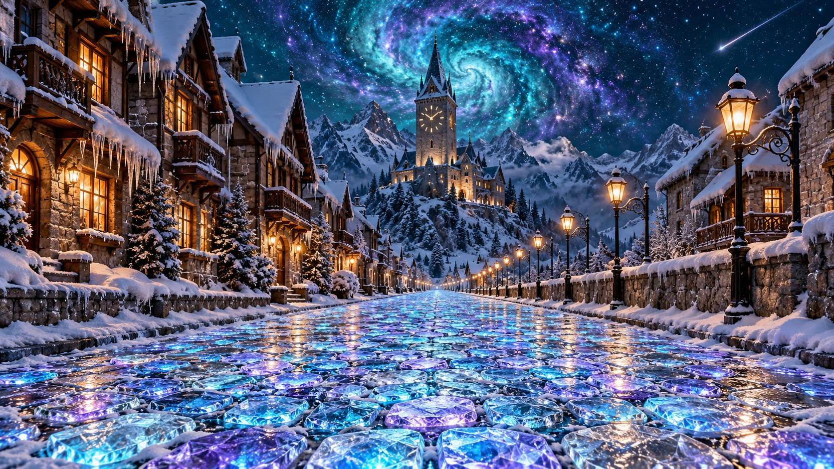 Night falls, and the road lights up from below. · 图片 2