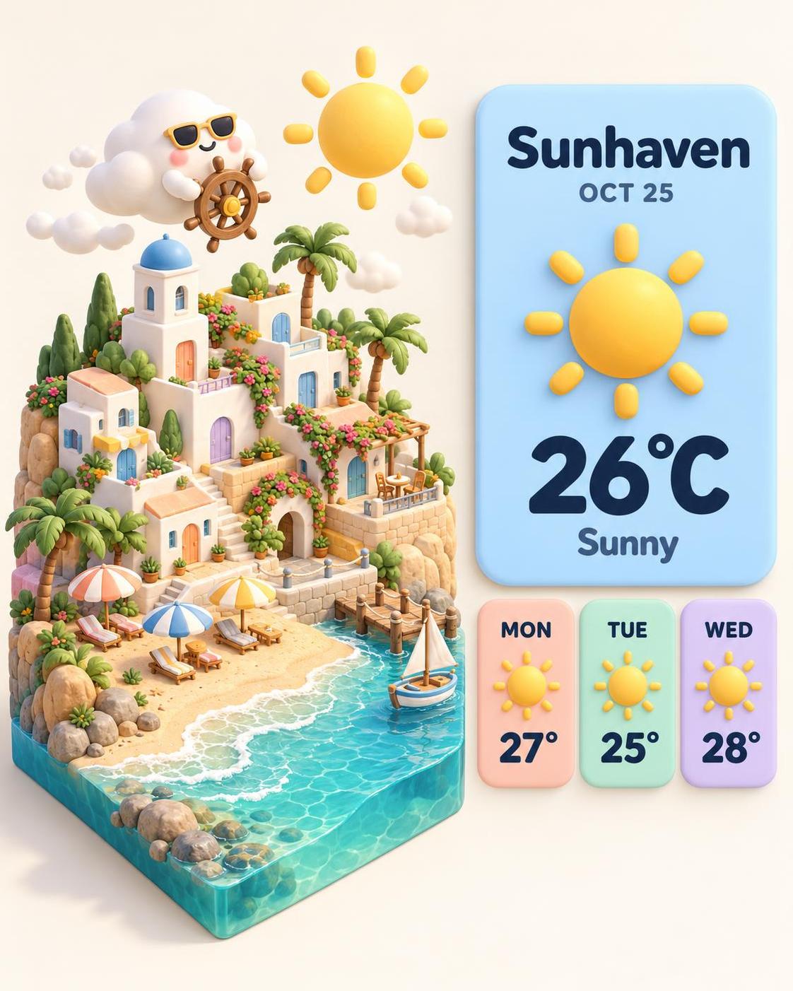 Type a town name, get a clay-toy weather card. ยท ๅพ็ 4