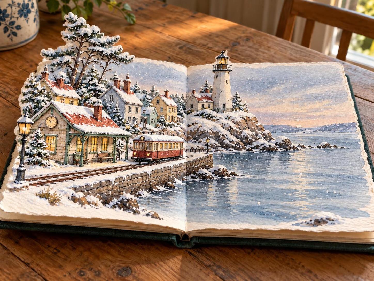 One seaside town, painted to stand up off the page. ยท ๅพ็ 4