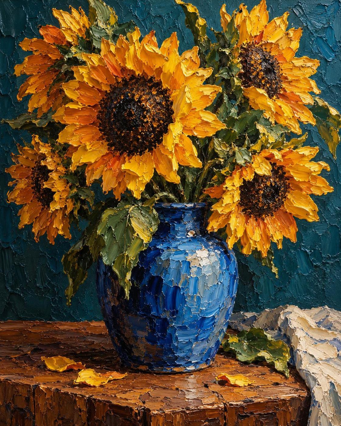 Three still lifes, one batch, palette-knife paint you can almost touch. Impasto… · 图片 1