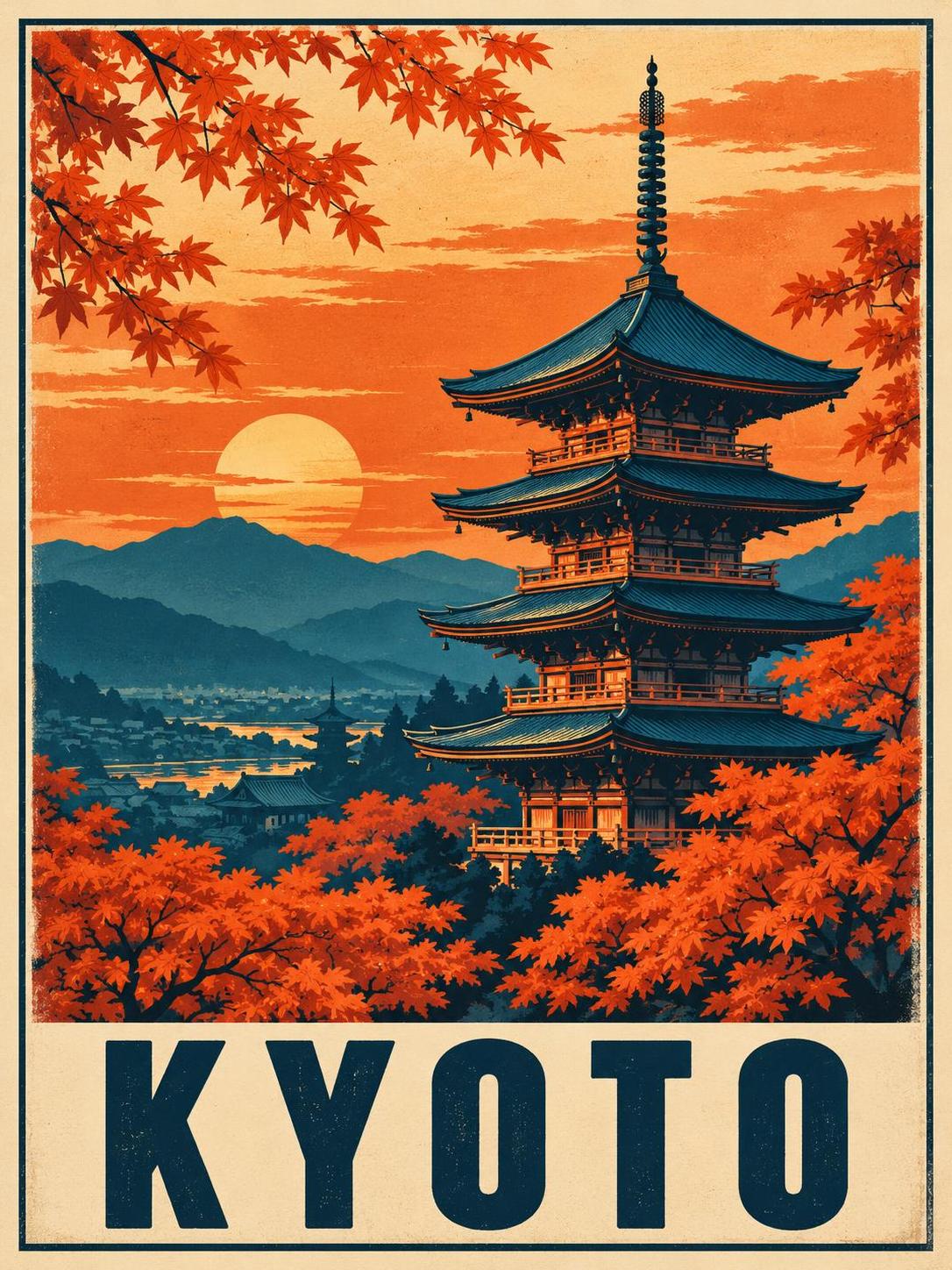 One poster template, four cities. Swap the city and scene, and the palette, border and… · 图片 1