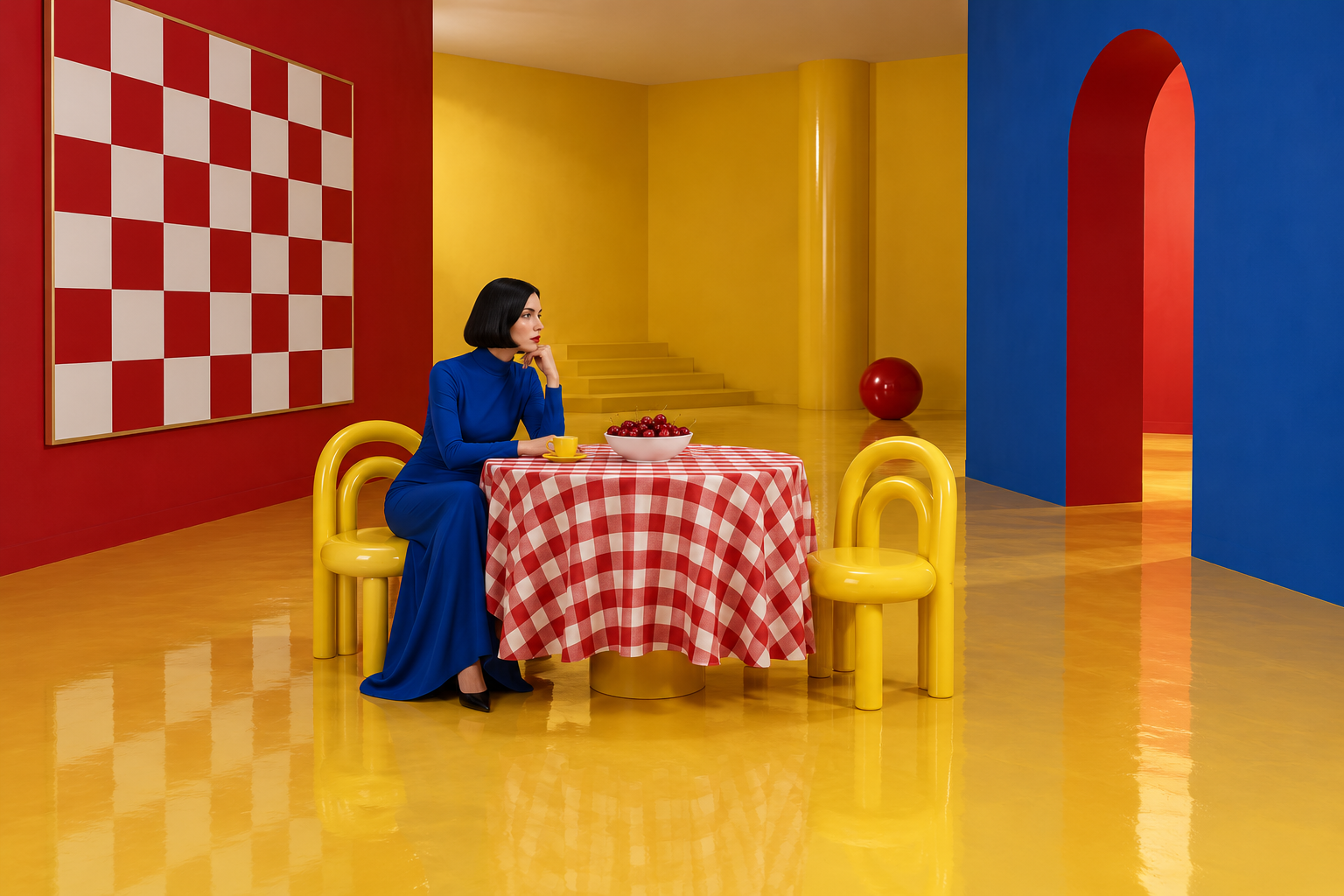 From a room of giant checks to cherries beside a yellow cup, cobalt blue threads… · 图片 1