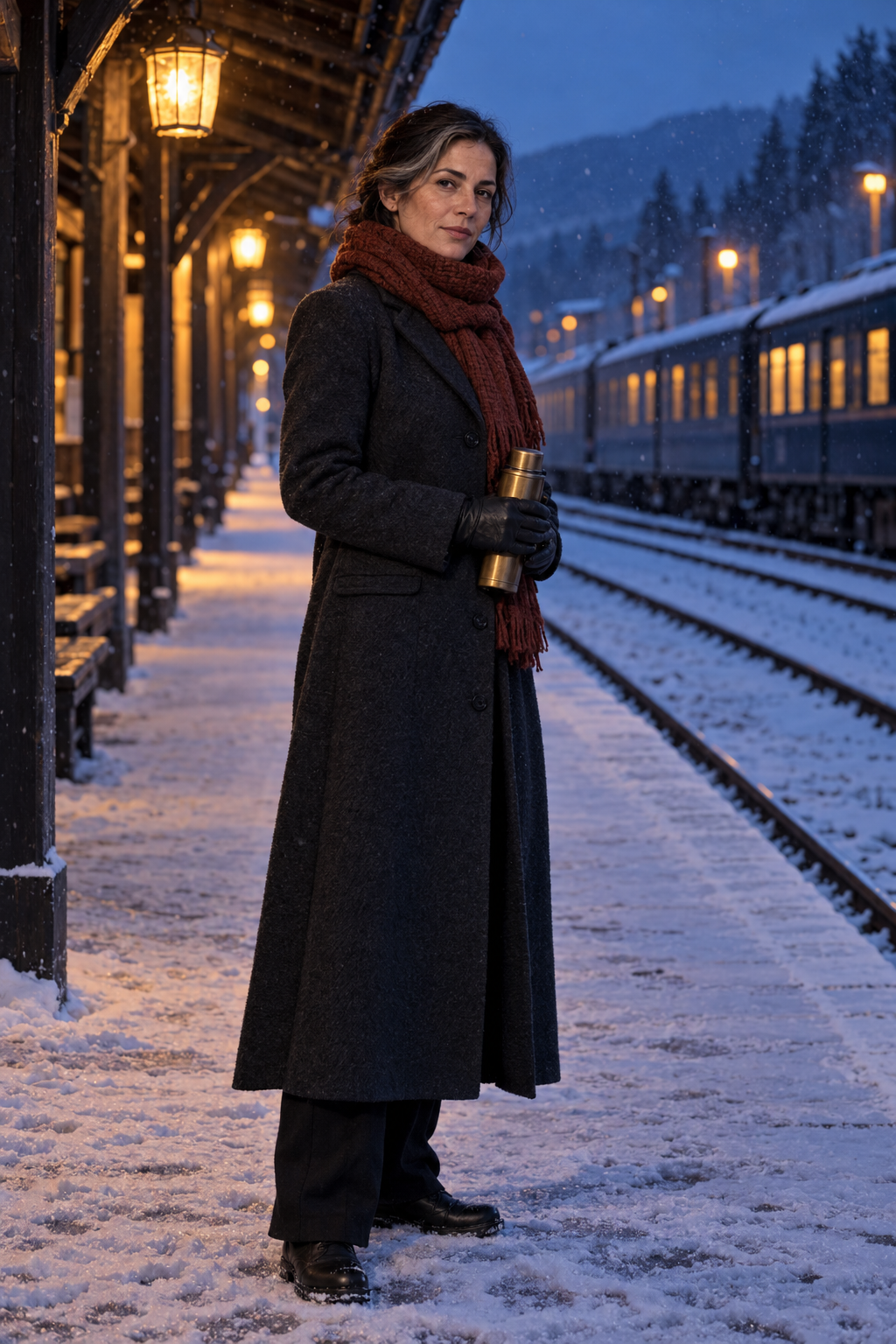 Snow softens the platform; Mara Vell brings the warmth. · 图片 1