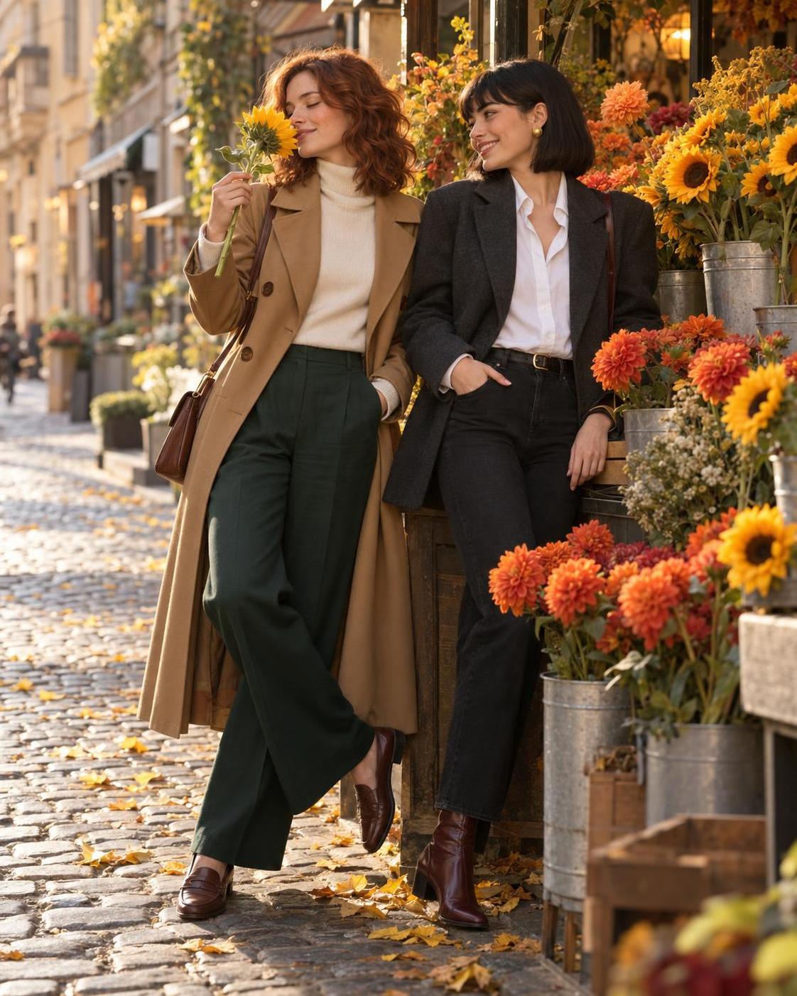 Two friends, one autumn street, three moments. Lock the faces and outfits in the… · 图片 2