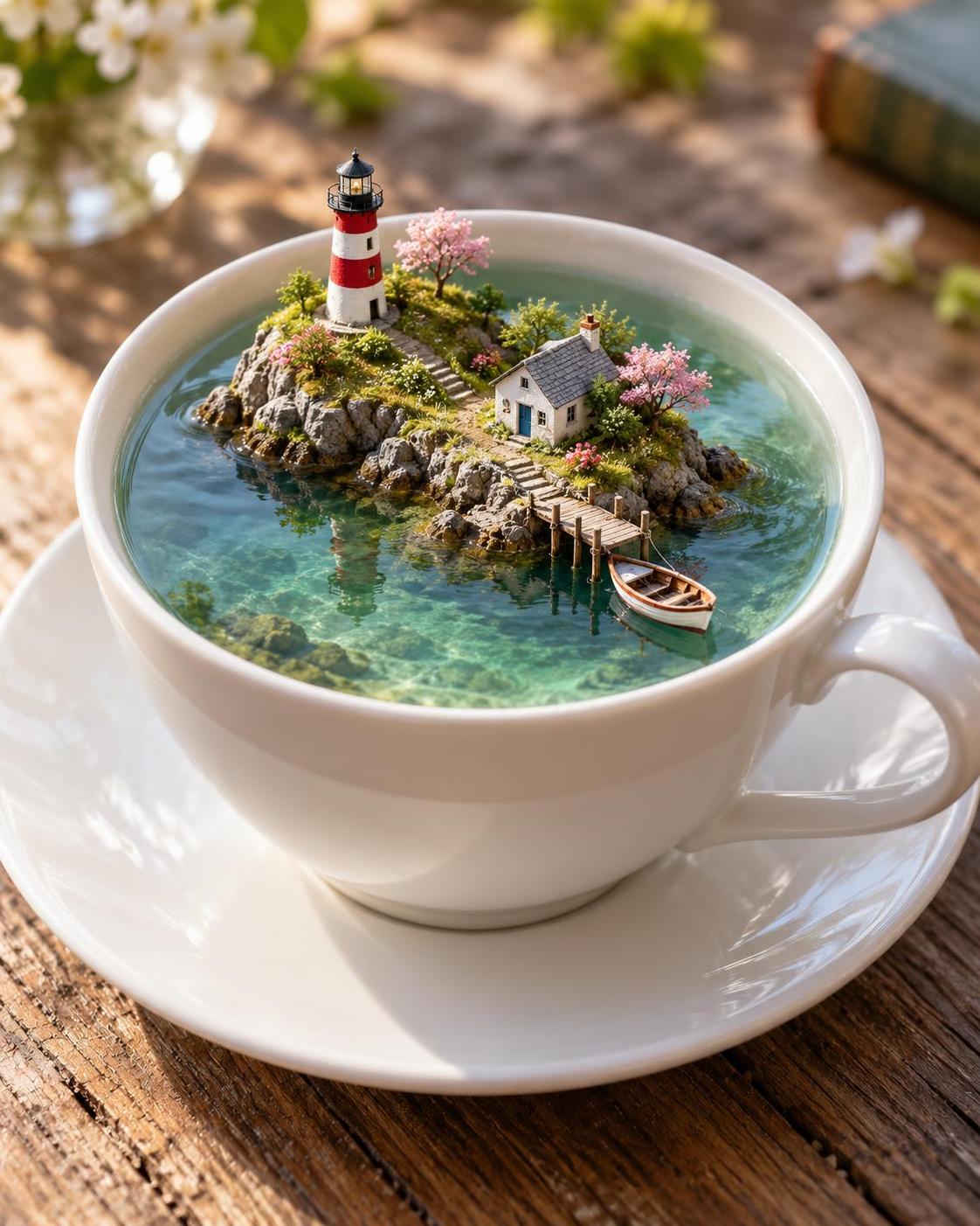 A lighthouse island that lives in a teacup. · 图片 1