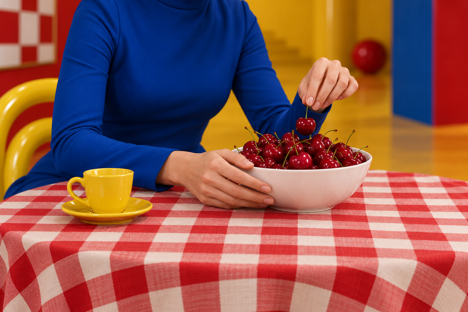 From a room of giant checks to cherries beside a yellow cup, cobalt blue threads… · 图片 3