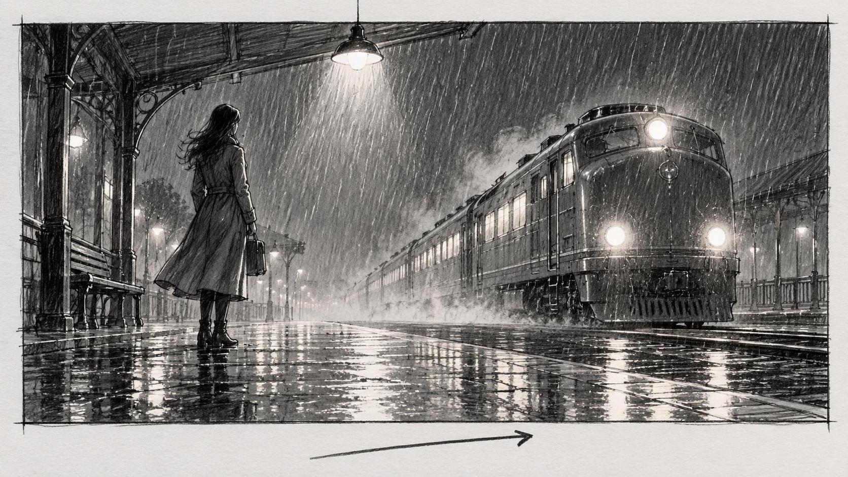 Sketch on the left, film still on the right. · 图片 1